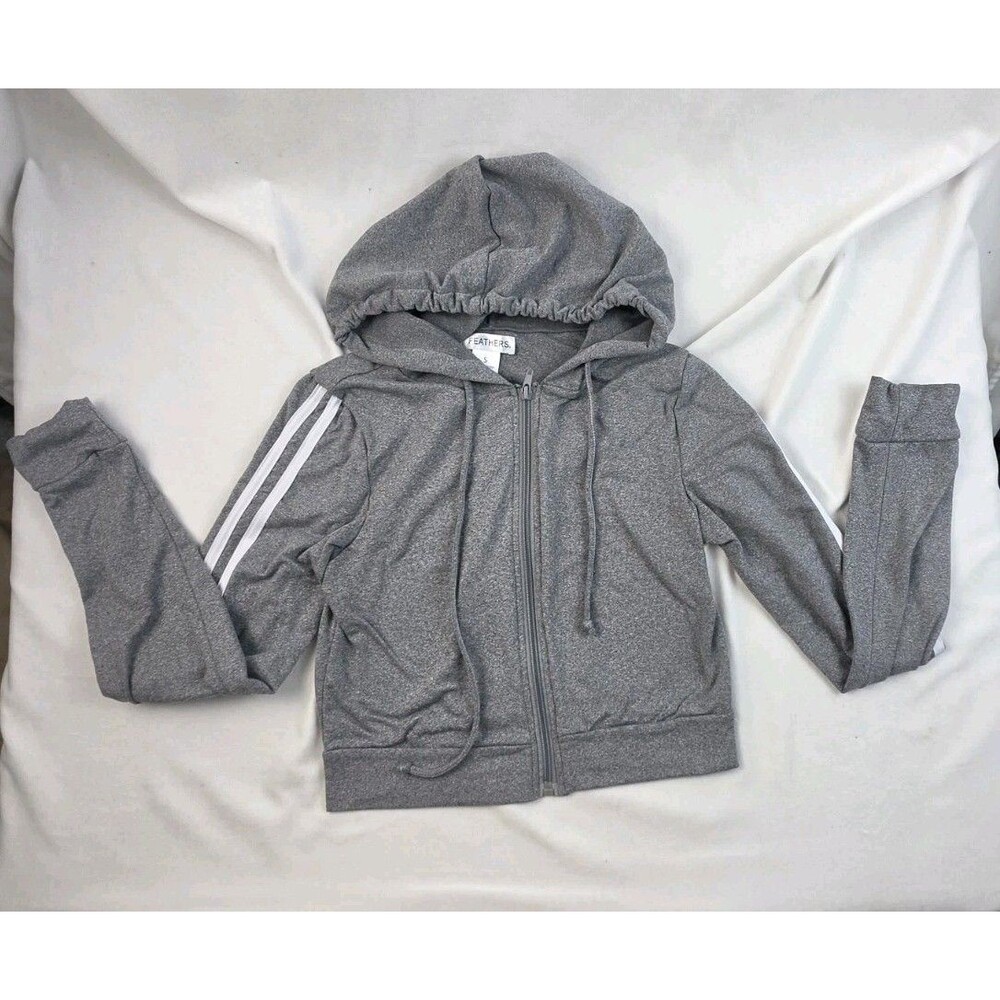 Grey Striped Zip-Up Hoodie
